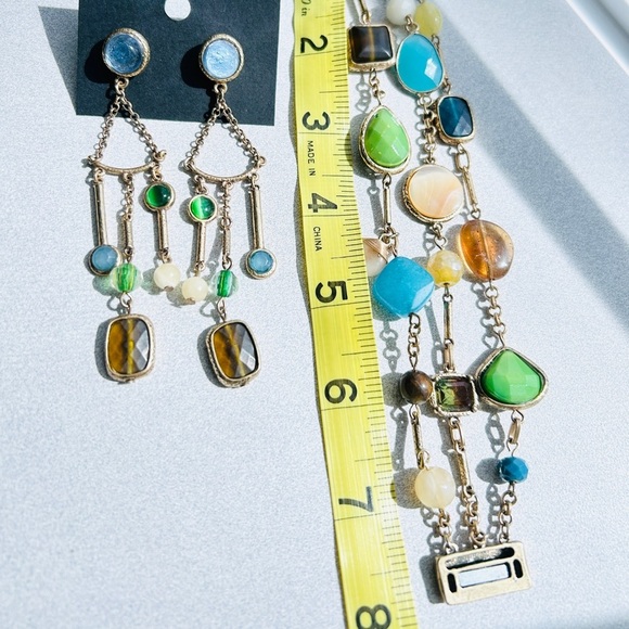 Chico's gold and jewel-toned bracelet and earrings set! - Picture 2 of 4
